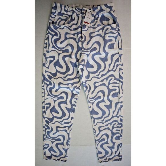 cotton: On 2008222-51 Women's Sz 4 Blue Swirl Denim Mom Jeans - Picture 1 of 6